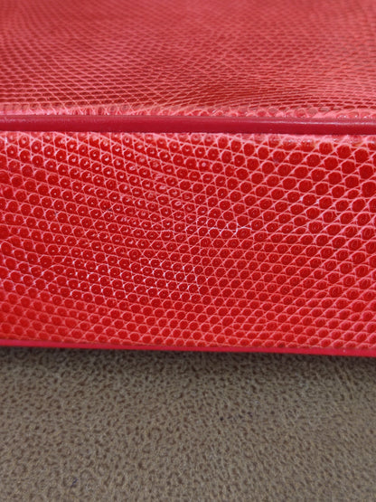 Chanel Vintage Lizard Flap Bag Red Series 1
