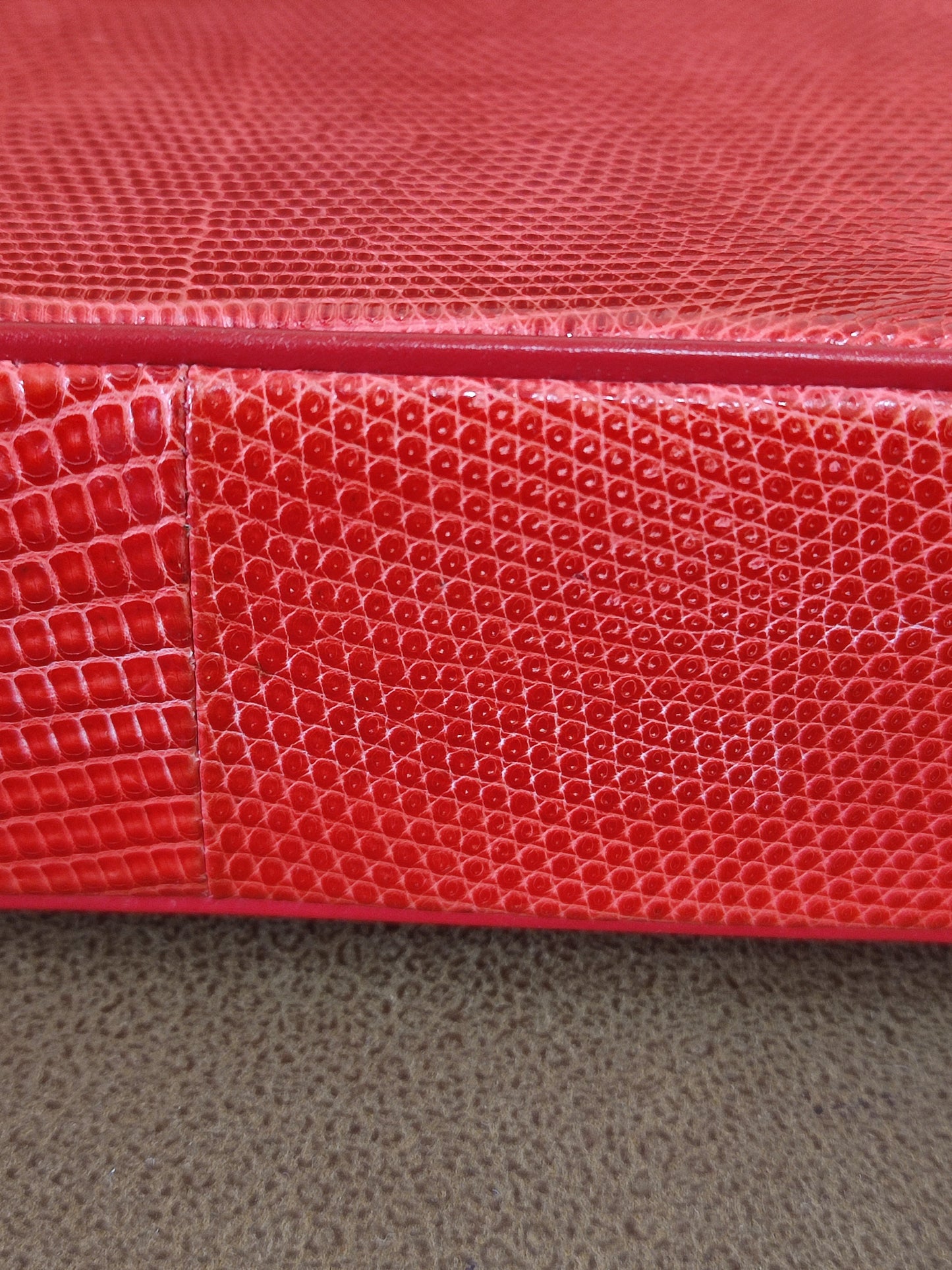 Chanel Vintage Lizard Flap Bag Red Series 1