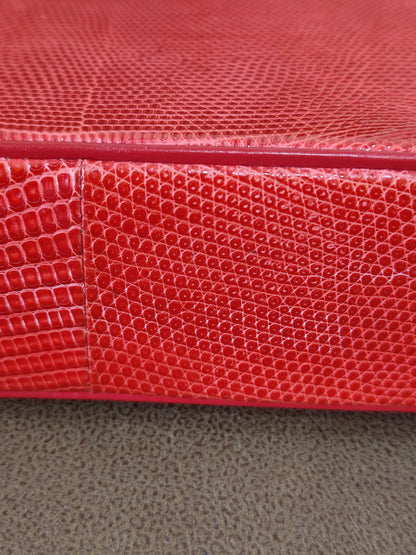 Chanel Vintage Lizard Flap Bag Red Series 1