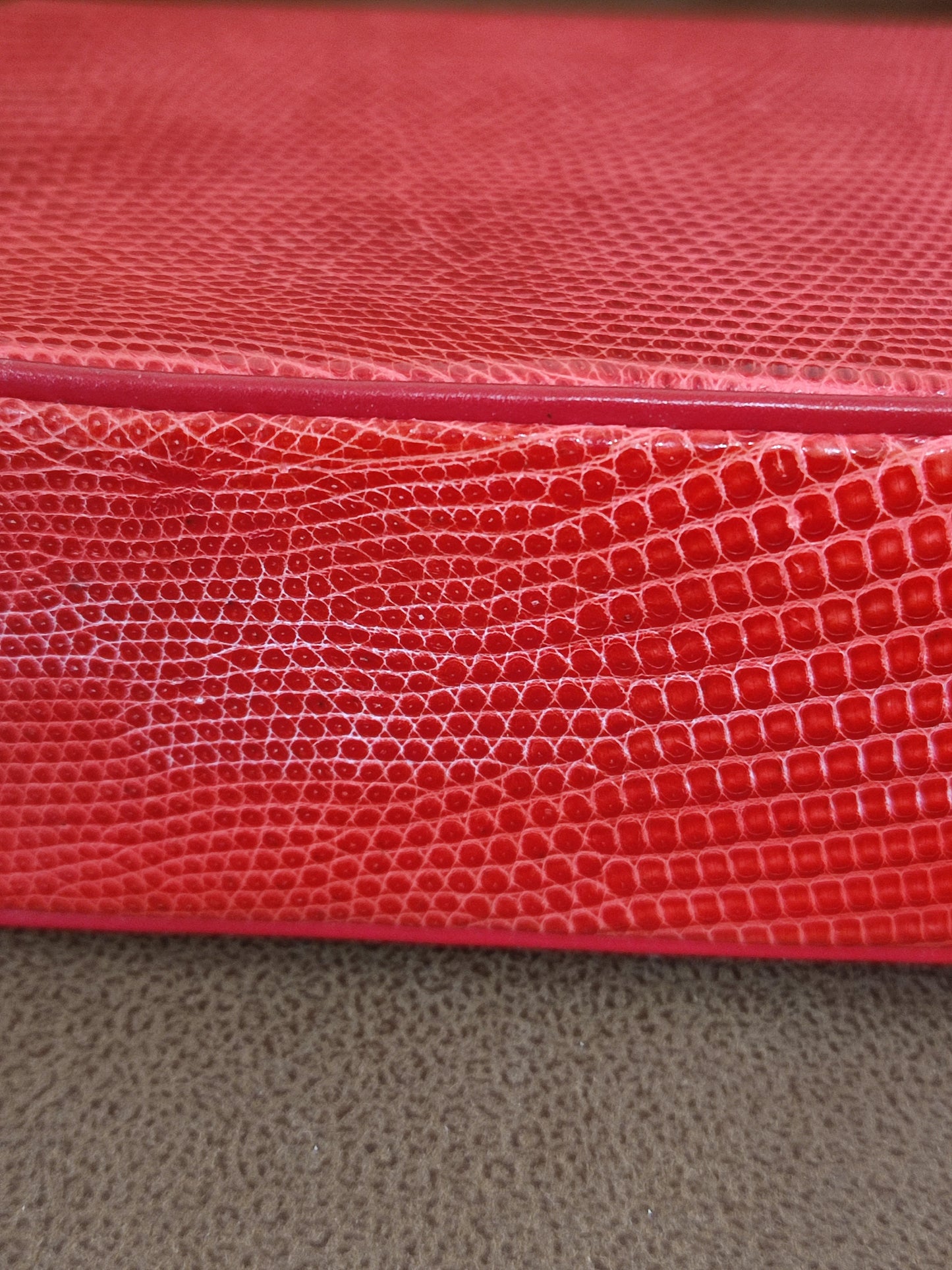 Chanel Vintage Lizard Flap Bag Red Series 1