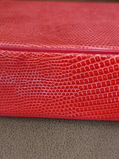 Chanel Vintage Lizard Flap Bag Red Series 1