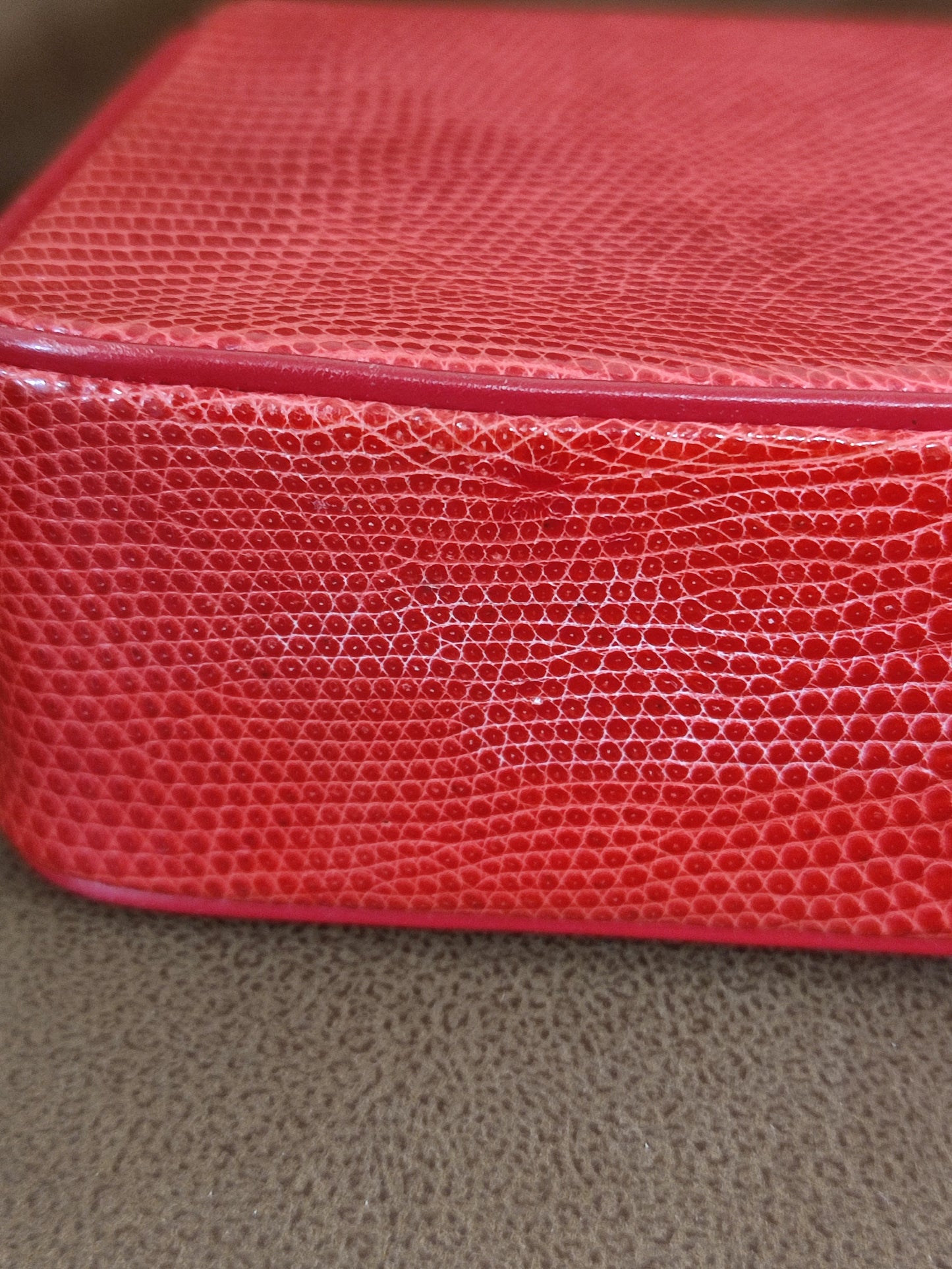 Chanel Vintage Lizard Flap Bag Red Series 1