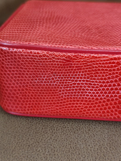 Chanel Vintage Lizard Flap Bag Red Series 1
