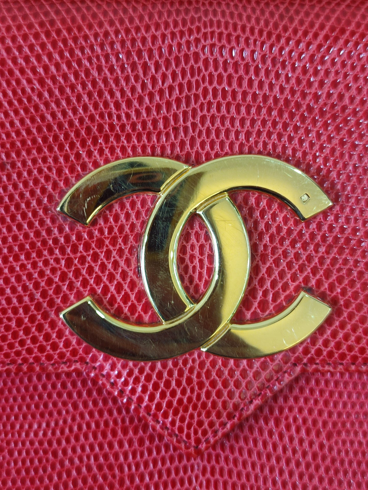 Chanel Vintage Lizard Flap Bag Red Series 1