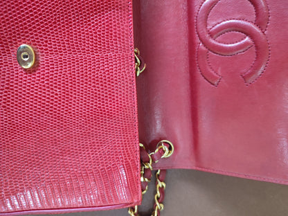 Chanel Vintage Lizard Flap Bag Red Series 1