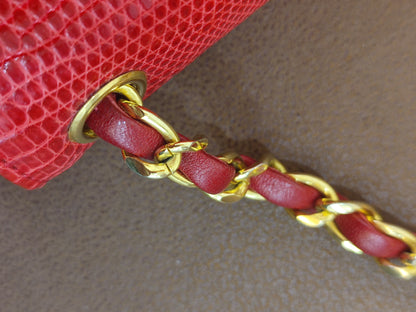 Chanel Vintage Lizard Flap Bag Red Series 1