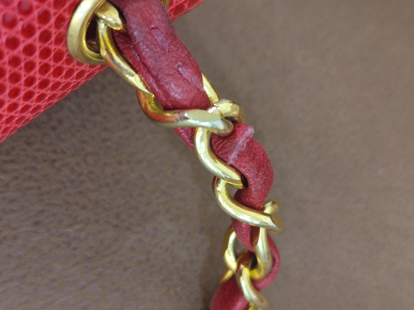 Chanel Vintage Lizard Flap Bag Red Series 1
