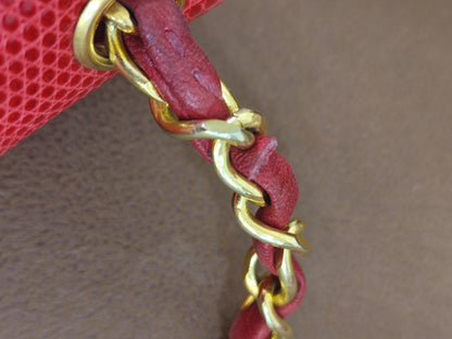 Chanel Vintage Lizard Flap Bag Red Series 1