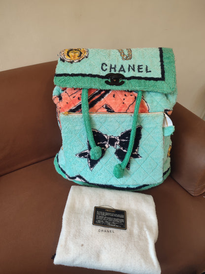 Chanel Spring/Summer 1994 Terry Cloth Backpack Turquoise Series 2