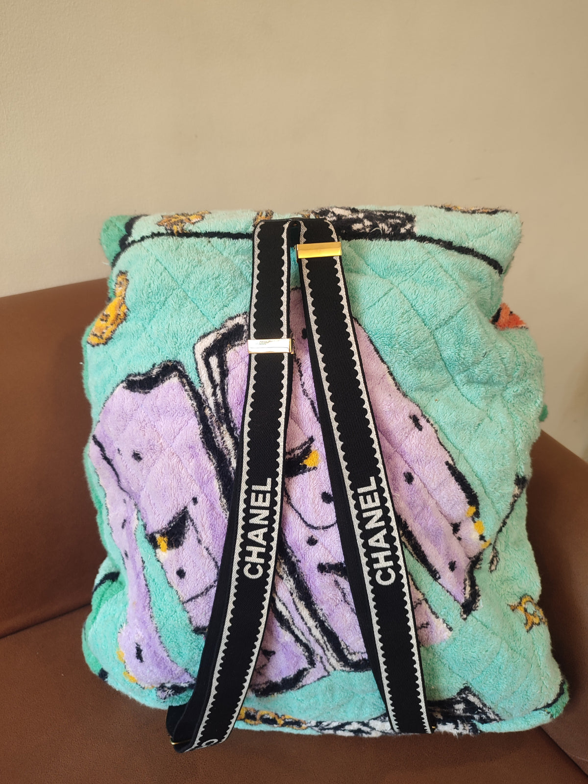Chanel Spring/Summer 1994 Terry Cloth Backpack Turquoise Series 2