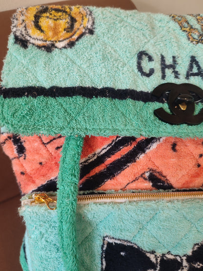 Chanel Spring/Summer 1994 Terry Cloth Backpack Turquoise Series 2
