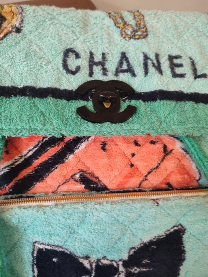 Chanel Spring/Summer 1994 Terry Cloth Backpack Turquoise Series 2