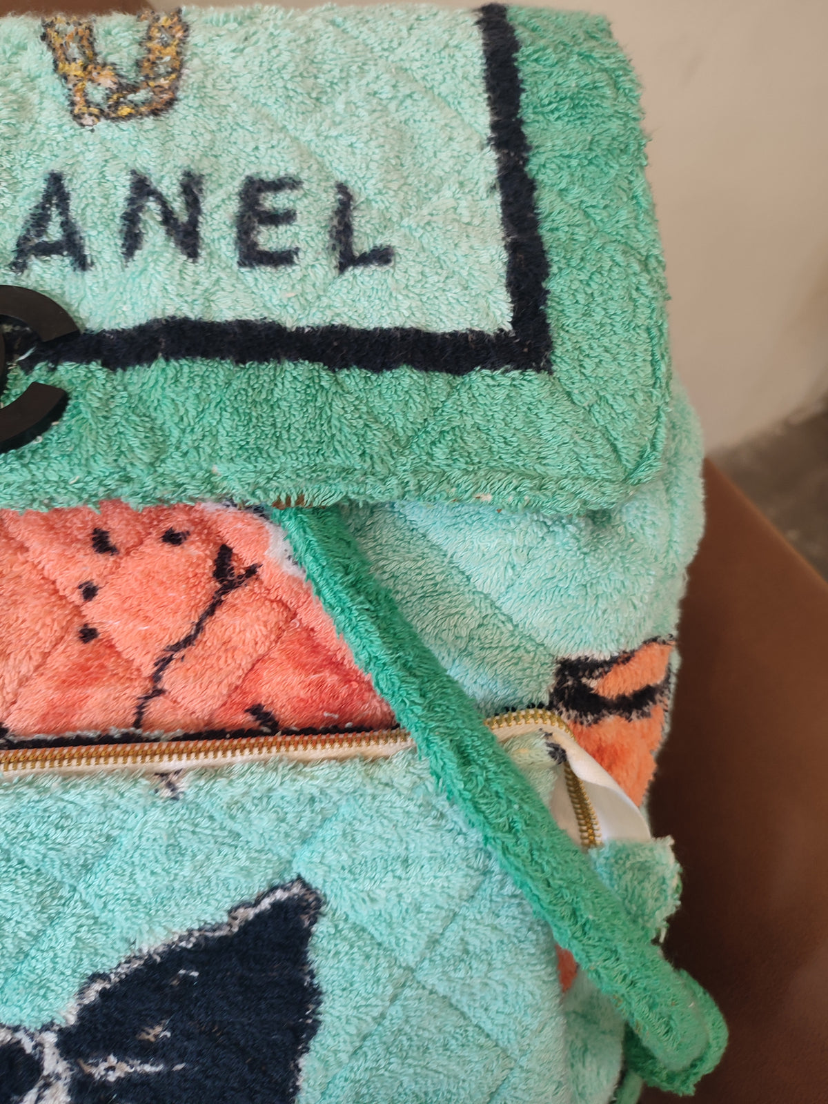 Chanel Spring/Summer 1994 Terry Cloth Backpack Turquoise Series 2
