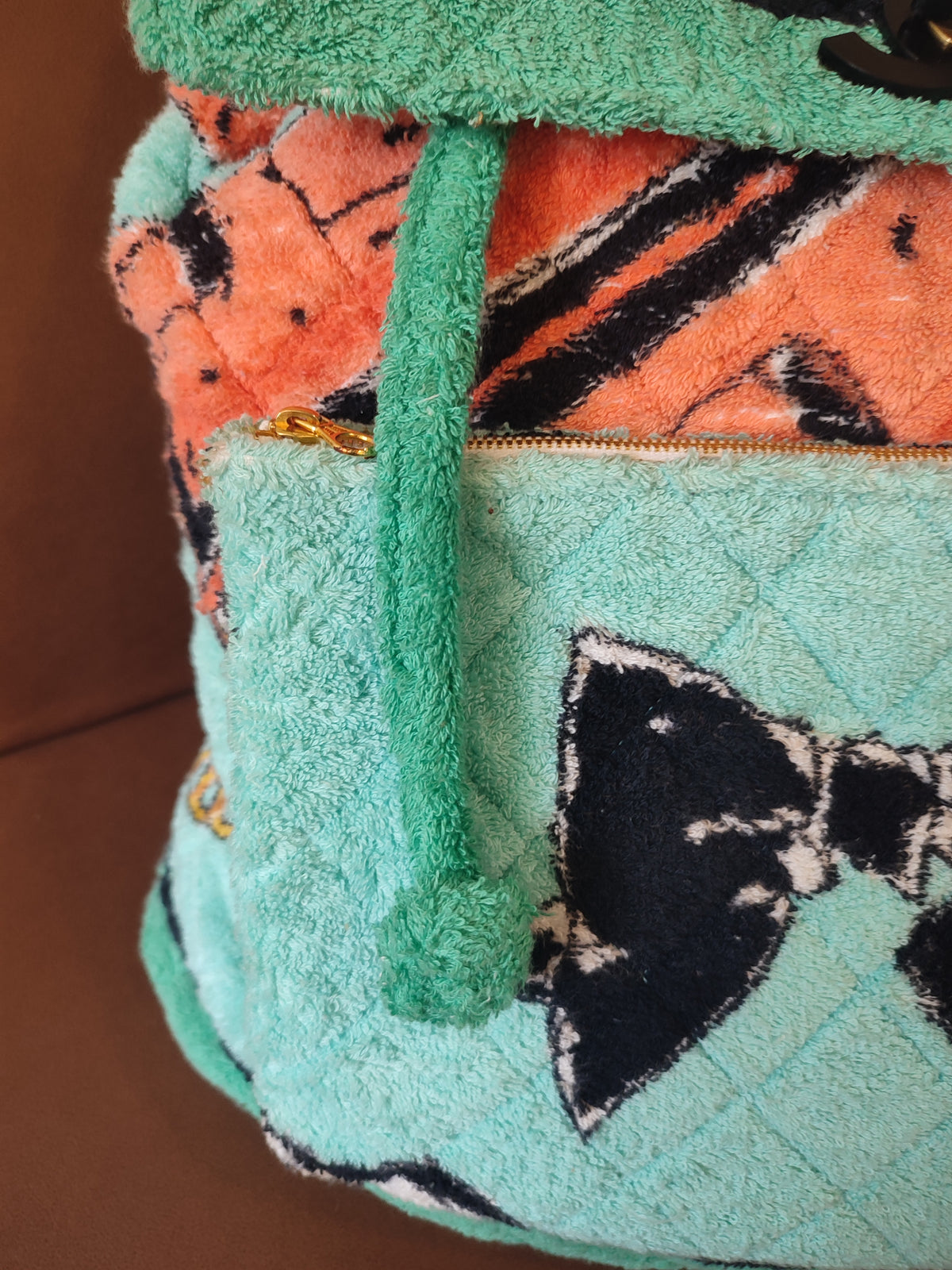 Chanel Spring/Summer 1994 Terry Cloth Backpack Turquoise Series 2