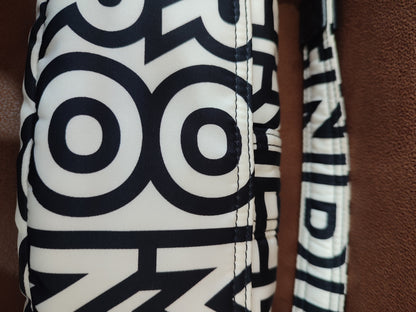 Fendi x Marc Jacobs Vitello Seta Logo Print Black & White Baguette Mini