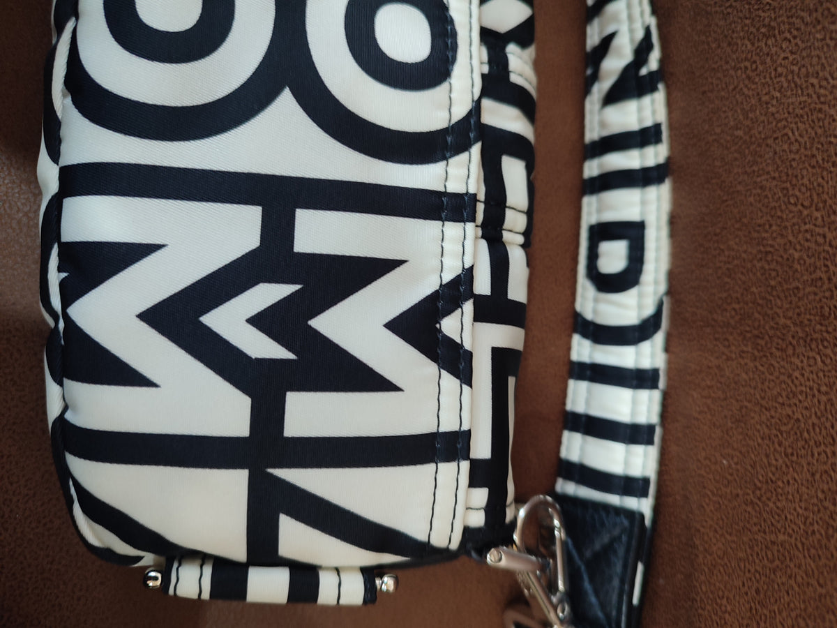 Fendi x Marc Jacobs Vitello Seta Logo Print Black & White Baguette Mini