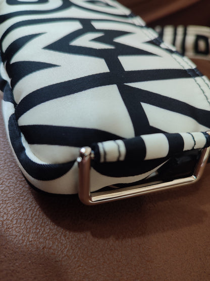 Fendi x Marc Jacobs Vitello Seta Logo Print Black & White Baguette Mini
