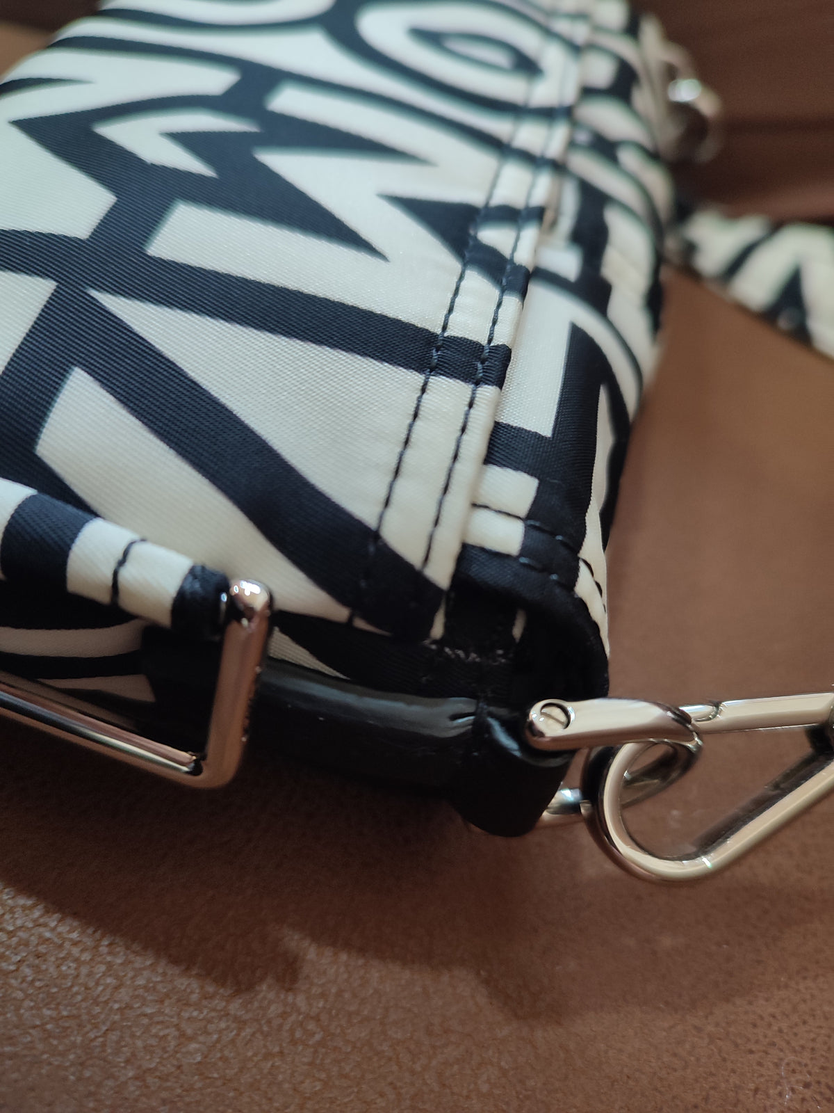 Fendi x Marc Jacobs Vitello Seta Logo Print Black & White Baguette Mini