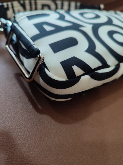 Fendi x Marc Jacobs Vitello Seta Logo Print Black & White Baguette Mini