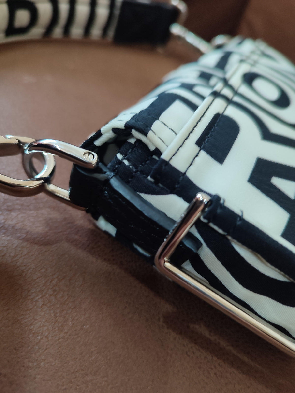 Fendi x Marc Jacobs Vitello Seta Logo Print Black & White Baguette Mini
