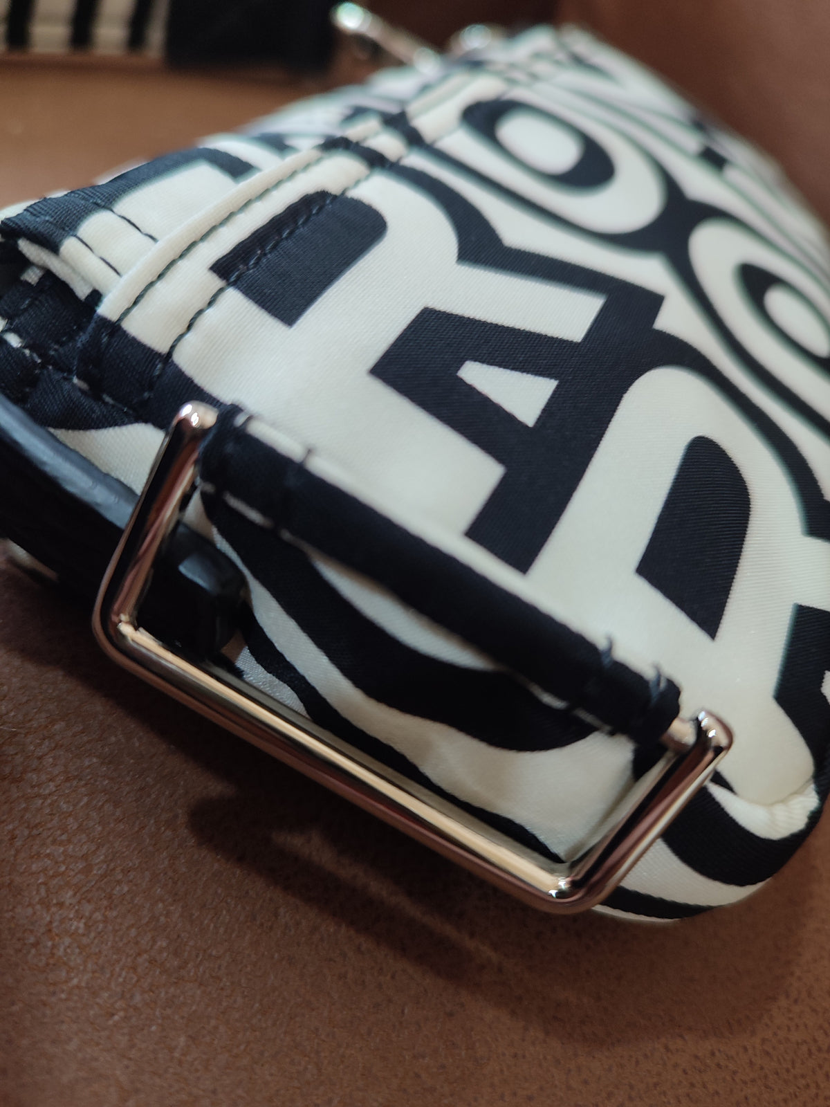 Fendi x Marc Jacobs Vitello Seta Logo Print Black & White Baguette Mini