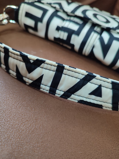Fendi x Marc Jacobs Vitello Seta Logo Print Black & White Baguette Mini