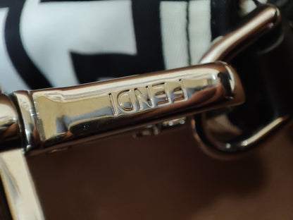 Fendi x Marc Jacobs Vitello Seta Logo Print Black & White Baguette Mini