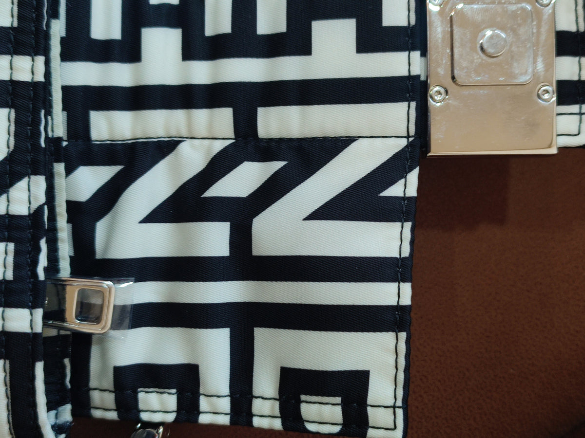Fendi x Marc Jacobs Vitello Seta Logo Print Black & White Baguette Mini
