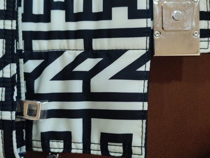 Fendi x Marc Jacobs Vitello Seta Logo Print Black & White Baguette Mini