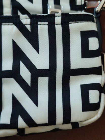 Fendi x Marc Jacobs Vitello Seta Logo Print Black & White Baguette Mini