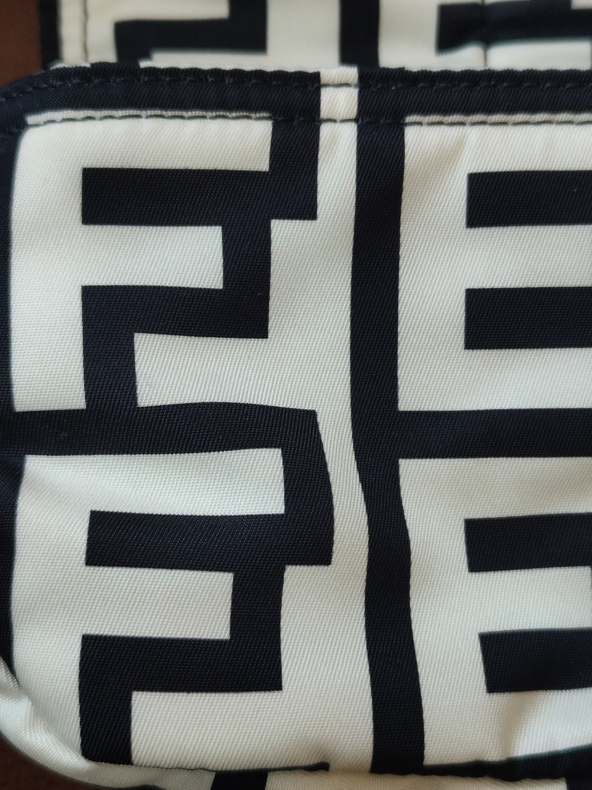 Fendi x Marc Jacobs Vitello Seta Logo Print Black & White Baguette Mini