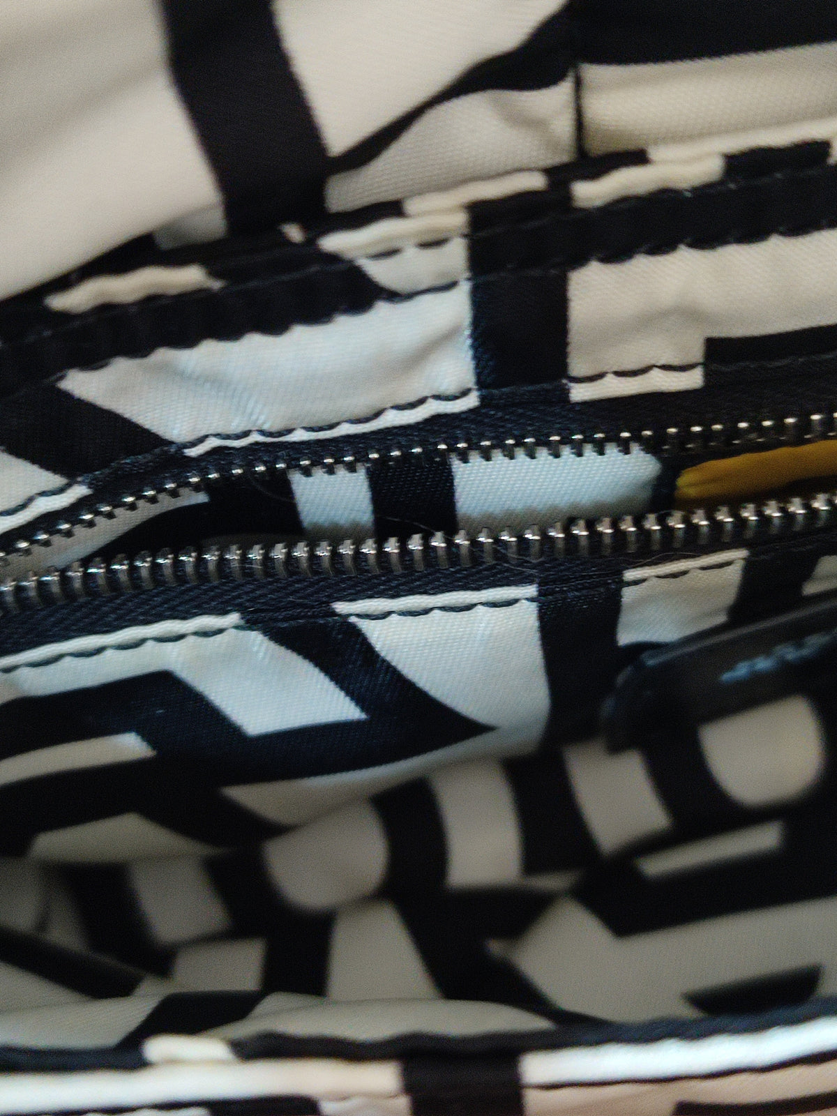 Fendi x Marc Jacobs Vitello Seta Logo Print Black & White Baguette Mini