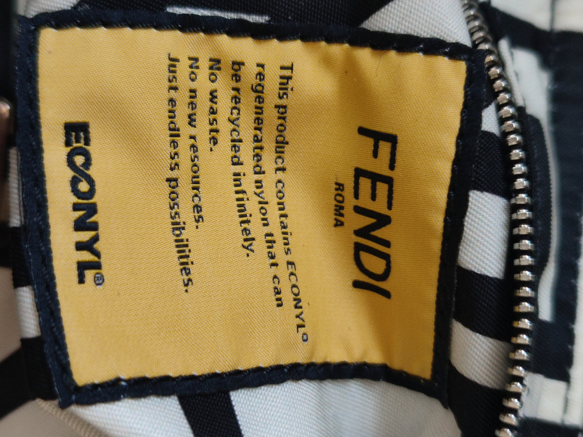 Fendi x Marc Jacobs Vitello Seta Logo Print Black & White Baguette Mini