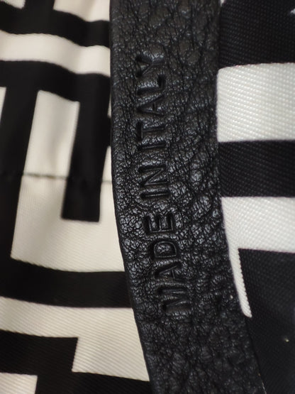 Fendi x Marc Jacobs Vitello Seta Logo Print Black & White Baguette Mini