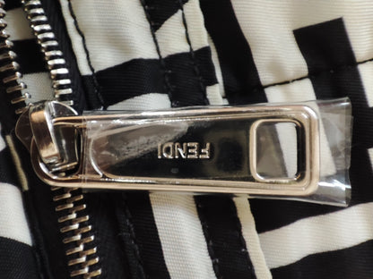 Fendi x Marc Jacobs Vitello Seta Logo Print Black & White Baguette Mini