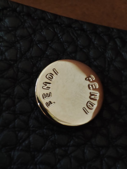 Fendi x Marc Jacobs Vitello Seta Logo Print Black & White Baguette Mini