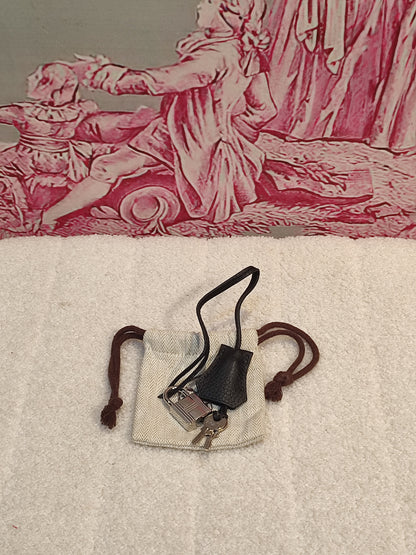 Hermes Palladium Lockset with Clochette Clemence Noir