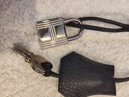 Hermes Palladium Lockset with Clochette Clemence Noir