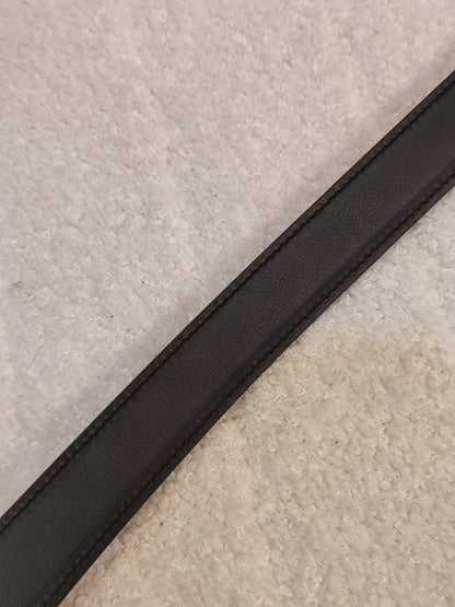 Hermes Noir/Poppy Orange Leather Belt Stamp T 2015