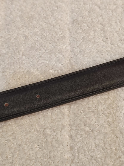 Hermes Noir/Poppy Orange Leather Belt Stamp T 2015