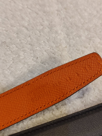 Hermes Noir/Poppy Orange Leather Belt Stamp T 2015