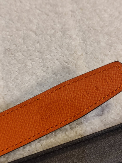 Hermes Noir/Poppy Orange Leather Belt Stamp T 2015