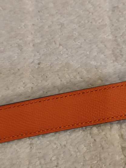 Hermes Noir/Poppy Orange Leather Belt Stamp T 2015