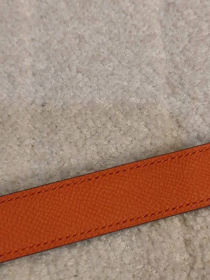 Hermes Noir/Poppy Orange Leather Belt Stamp T 2015