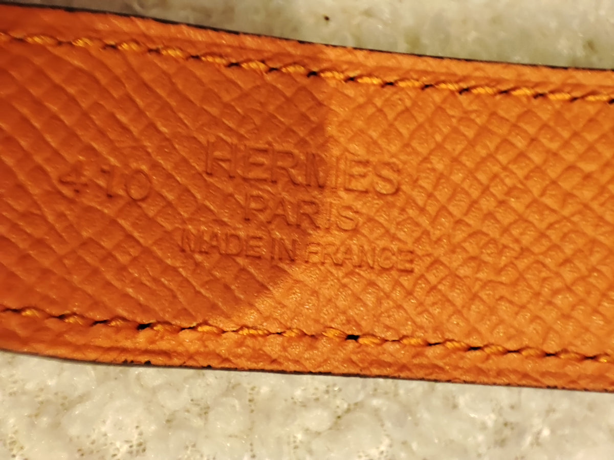 Hermes Noir/Poppy Orange Leather Belt Stamp T 2015