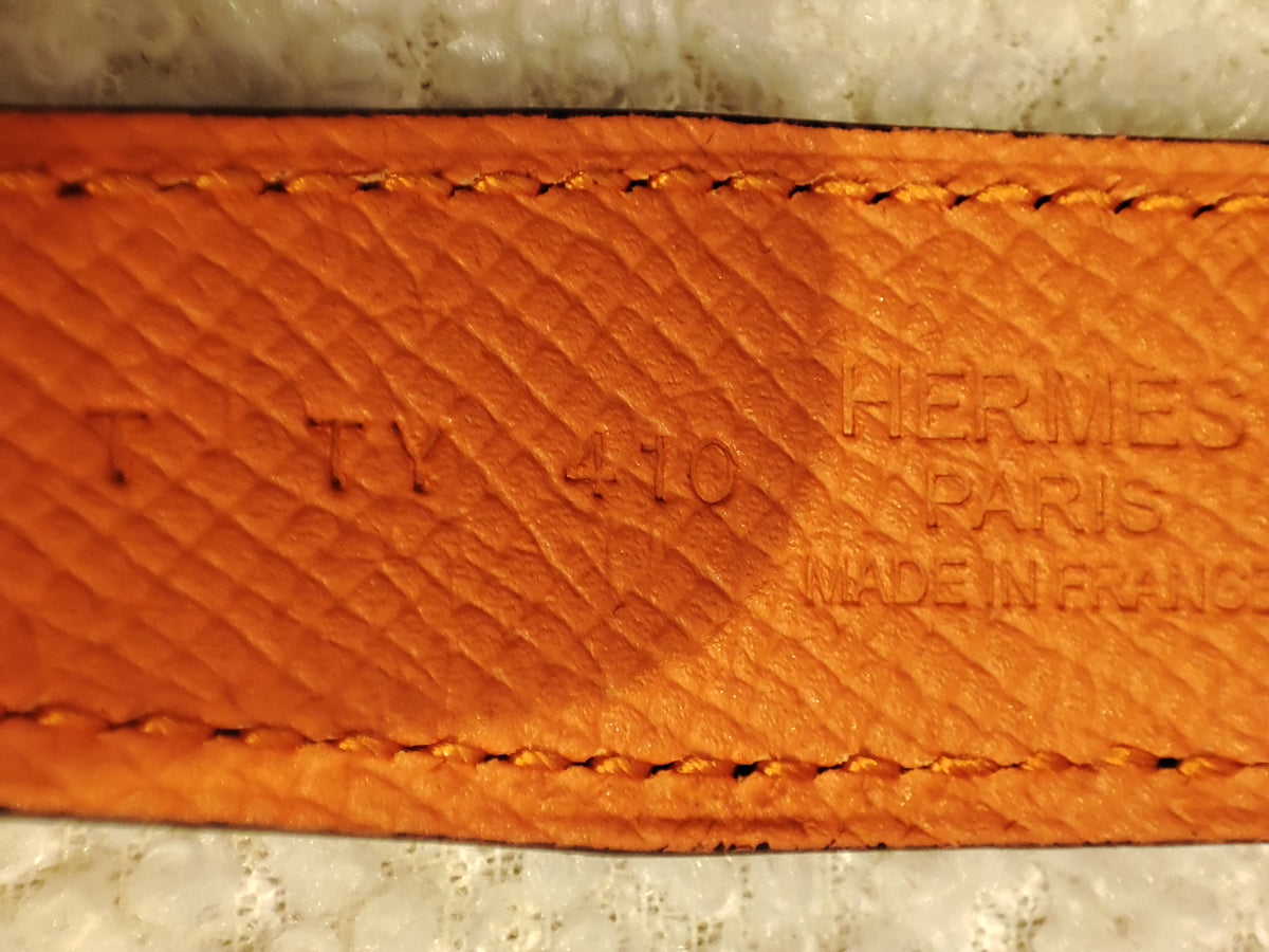 Hermes Noir/Poppy Orange Leather Belt Stamp T 2015