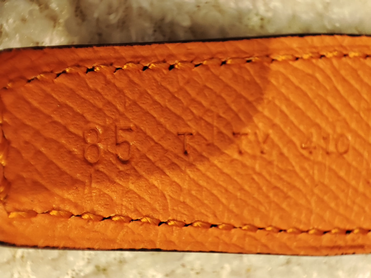Hermes Noir/Poppy Orange Leather Belt Stamp T 2015
