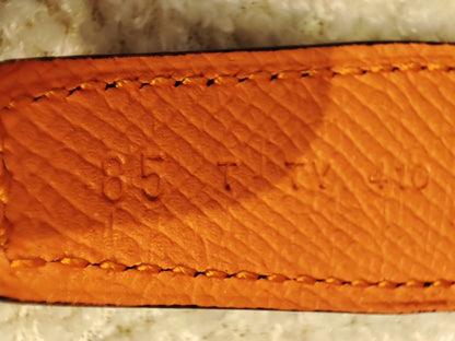 Hermes Noir/Poppy Orange Leather Belt Stamp T 2015