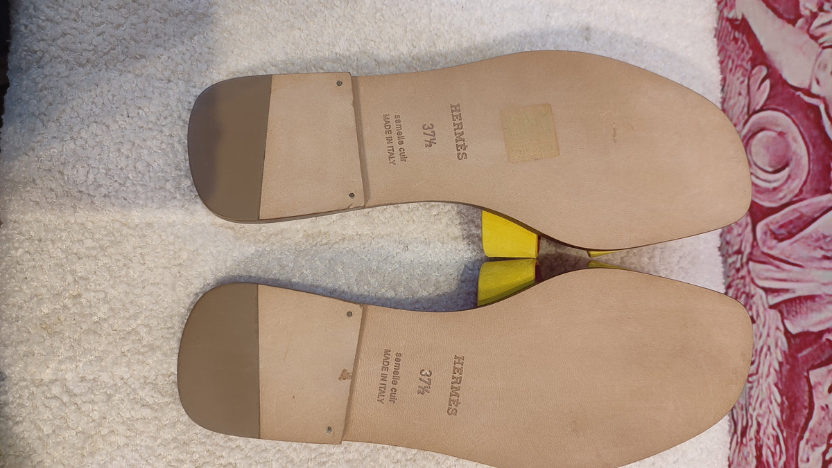 Hermes Oran Jaune/Rose Azalee Suede/Leather Size 37 1/2