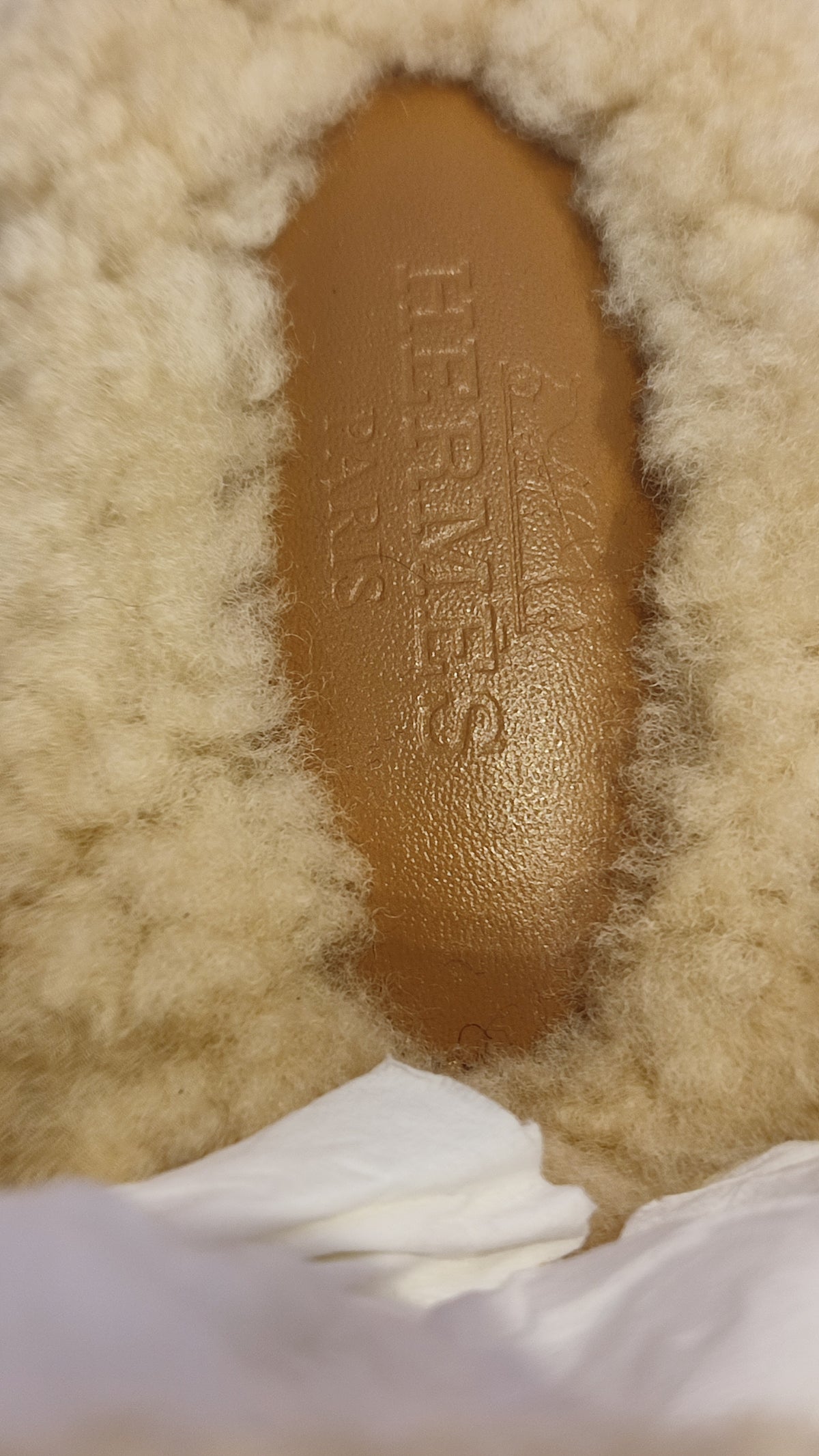 Hermes Oz Shearling/Suede Mules Natural Size 35